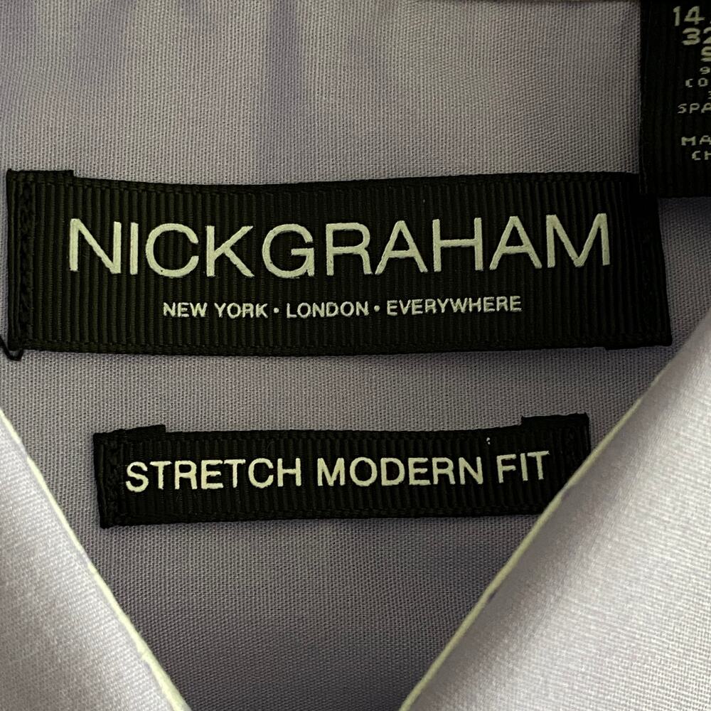 Nick Graham Shirt Men's Small 14.5-15 32/33 Shirt & Tie Lavender Modern Fit NEW - Picture 8 of 13